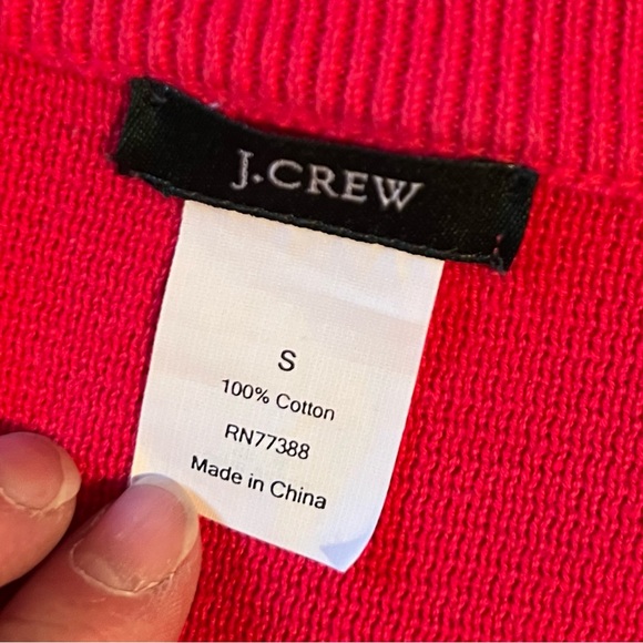 J Crew Classic Lady Cardigan Katie in Strawberry Red double breasted ruffles - Picture 3 of 4